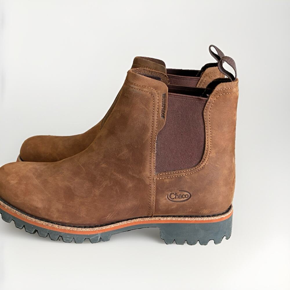 Chaco Fields Chelsea Boots Womens Size 10 Brown Waterproof Leather Lugged Ankle